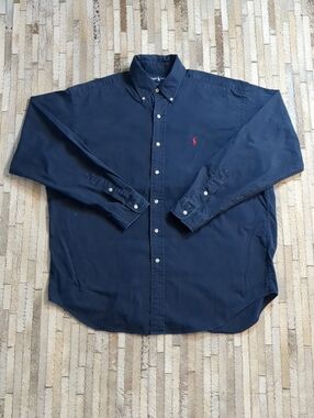 Ralph Lauren Men's L Blaire 100% Cotton Navy Long Sleeve Button Down Shirt